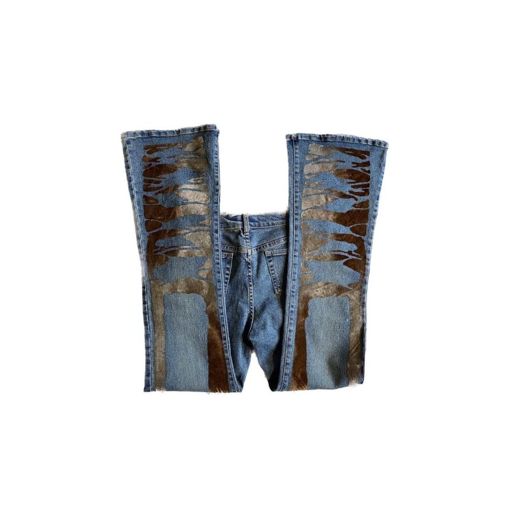 Y2K UNIQUE PRINTED FLARE JEANS